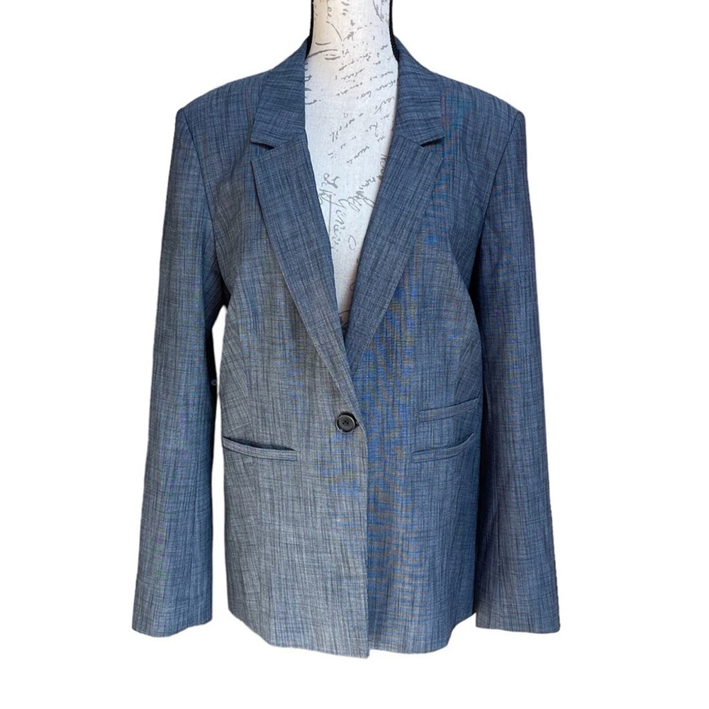 Halogen - Blue White Single Button Lined Blazer S… - image 2